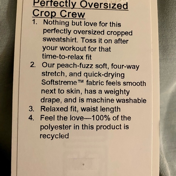 Lululemon Perfectly Oversized Crew Softstreme in Silver Blue SIZE 6 POC NWT - Picture 8 of 14